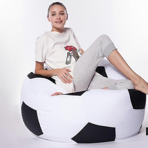 Fotboll Oxfordtyg Barn Beanbag-överdrag Vit 80cm