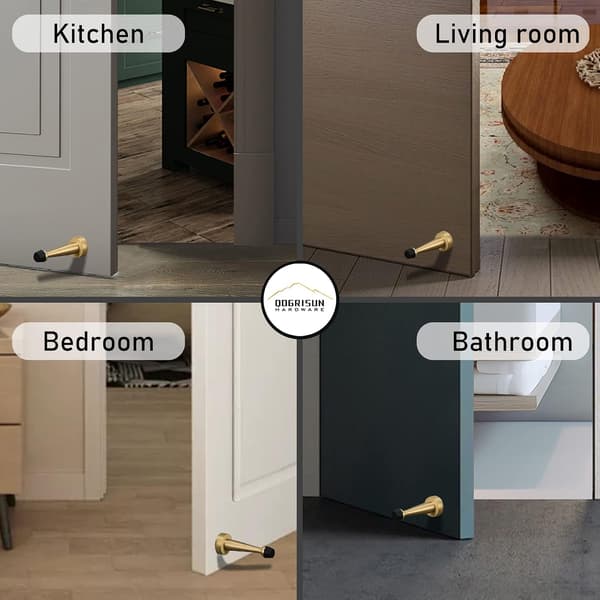 Heavy Solid Brass Door Stops - Decorative Door Stops with Rubber Protection - (2-Pack)