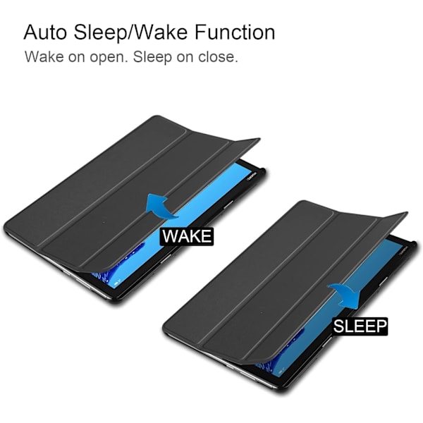 Surfplatta Fodral Kompatibelt med M5 Lite 10.0 tum Slim Tri-Fold Ställ Smart Fodral, Flera Visningsvinklar Ställ Hårt Skal Folio Fodral (Färg: Svart)
