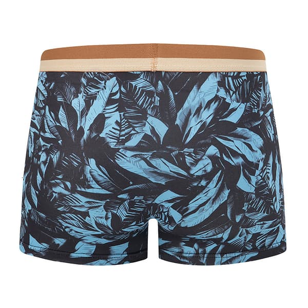 4-pakning lange boksershorts for menn, mønster, elastisk strikket stoff, M M