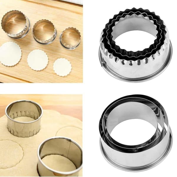 Udstikkersæt Cirkel Rund og Bølget 6 stk. Silver silver