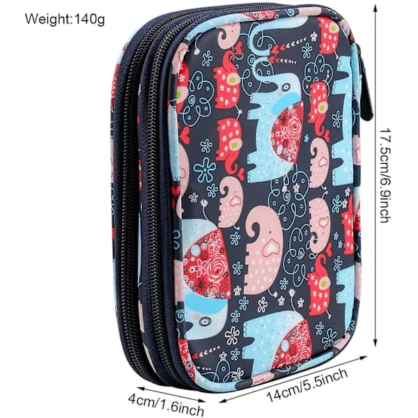 Case for circular knitting needles and crochet hooks, ergonomic storage bag for travel, elephant