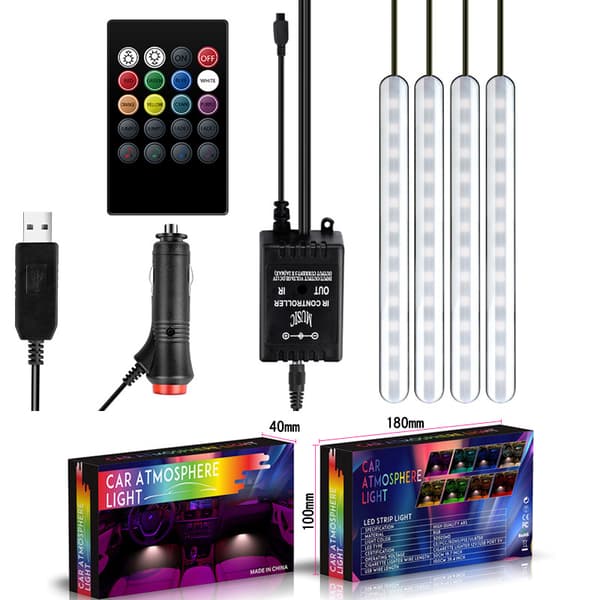 Bilatmosfærelampe USB RGB fjernkontroll dekorativt lys DIY