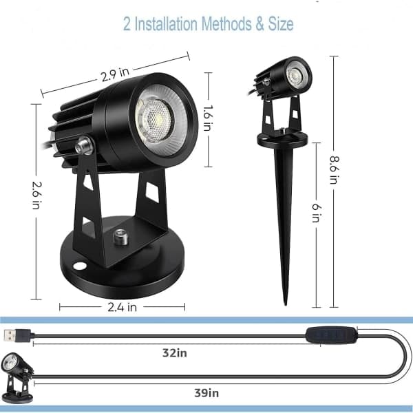 2 stk. LED-spotlights til indendørs brug, kompatible med planter, 3 farver accentbelysning dæmpbare uplights spotlightlampe med lysdæmperkontakt 2 stk-FF-
