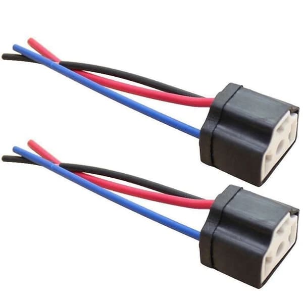 2pcs H4 9003 Ceramic Cable Wiring Harness Car Headlight Bulb Holder 3-Hole Socket