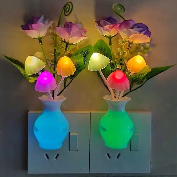 Hjeminnredningslampe Drøm Lilla Rose Blomst Sopp Nattlampe