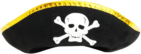Trekantet pirathat - Trefarvet piratkostume tilbehørshat - 1 stk.