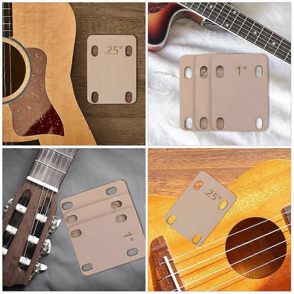3 stk. guitarhalsbeskyttere, guitarbas-mellemrumsstykker, justering af halsbund, mellemrumsstykker, guitarbas-tilbehør