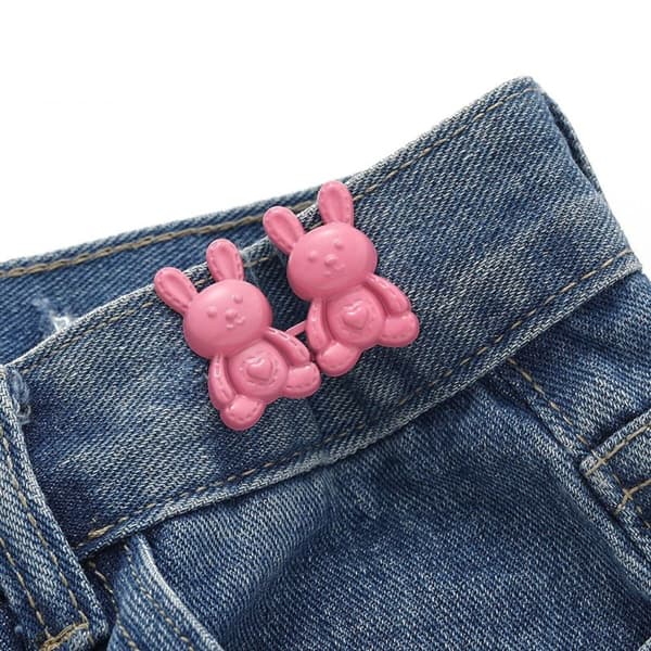 Midjeknapp Jeans Belte Spenne ROSA RØD