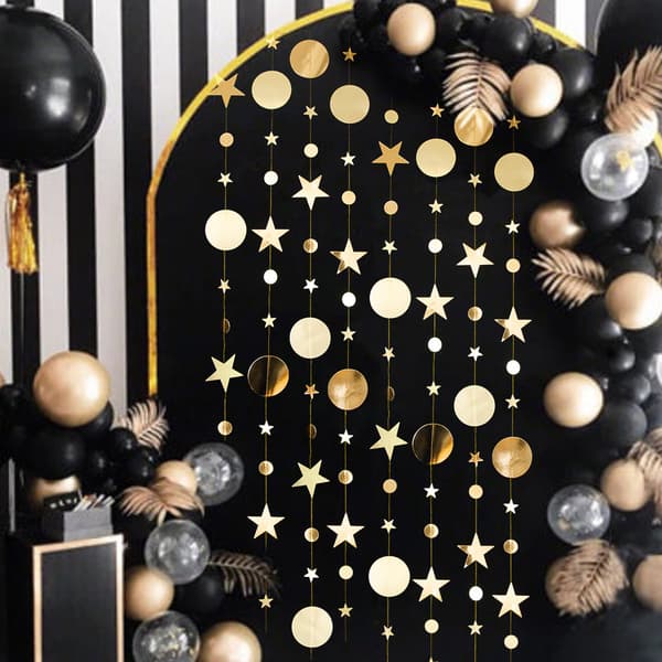Gull glitterpapirgirlander liten rund festdekorasjon