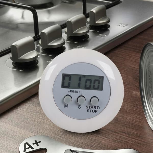 Digital køkkentimer med LCD-display og magnet hvid white