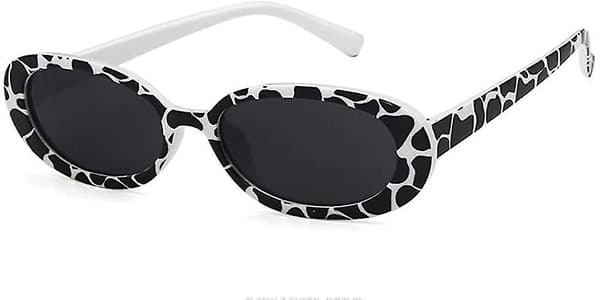 Women's Oval Cow-Patterned Small Sunglasses Trendy Dotted Colors Cow Pattern Cow Pattern