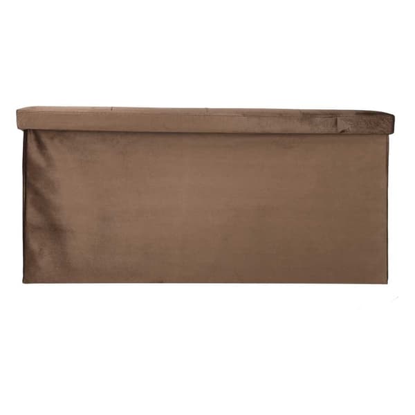 Brun fløyelsbenk med oppbevaring, sammenleggbar 76x38x38 cm