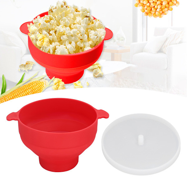 Microwave Popcorn Popper Silicone Foldable Bowl Maker High Temperature Resistant with Handle