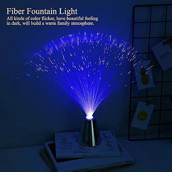 Fiberoptisk LED-lampe med farveskiftende lysfontæne