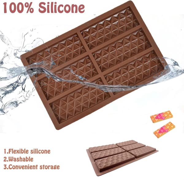 Diamond Shaped Chocolate Molds Deep Silicone Molds with 6 Baking Trays Non-Stick Coating Reusable BPA-Free Includes a Spatula and 100-Pack