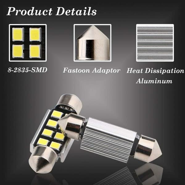 10 st 36MM C5W Festoon Vit Canbus LED 8-2835-SMD 6411 6413 6418 DC 12V