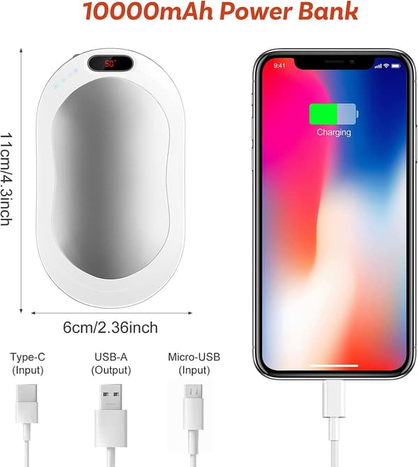 Håndvarmer 8000mAh Oppladbar, 3 Temperaturnivåer