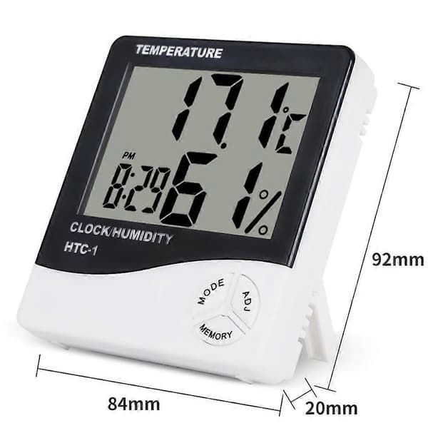 2 stk. husholdningstermometer indendørs elektronisk termometer rumhygrometer elektronisk vækkeur (uden batteri)