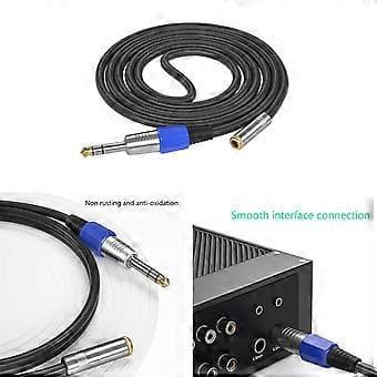 6,35 mm hann til 3,5 mm hunn stereo adapterkabel 15 cm vinklet 15cm elbow