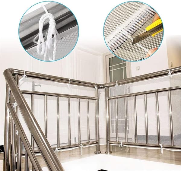 300*79cm White Stair Safety Net, Balcony Protection Net, Cat Fall Protection Net