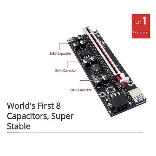 Ver009s Plus Pci-e Riser-kort Pci 1x til 16x Usb 3.0-kabel Sata til 6-pin stik til grafikvideo