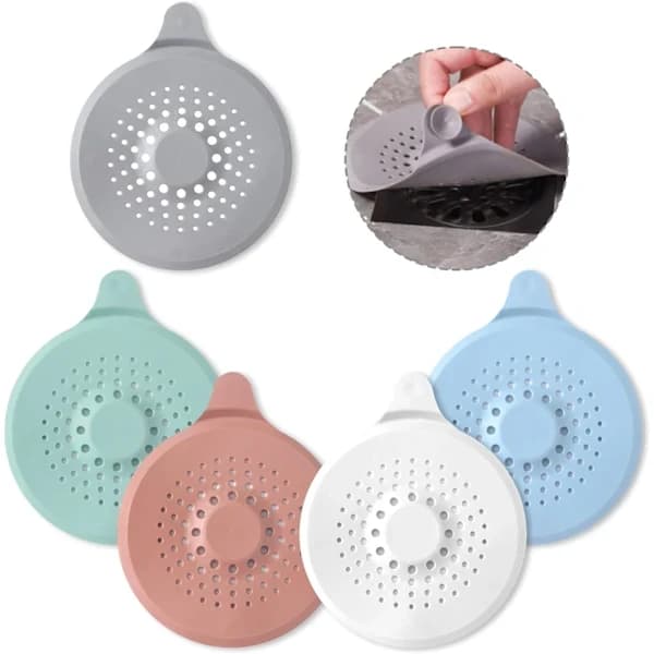 NA/5-pack Silicone Drain Protector with Suction Cup, Sink Strainer, A