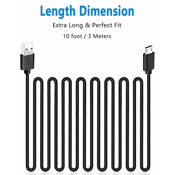 3-pakning 3 meter Ps4-laderledning for Xbox One-kontroller, Ps4