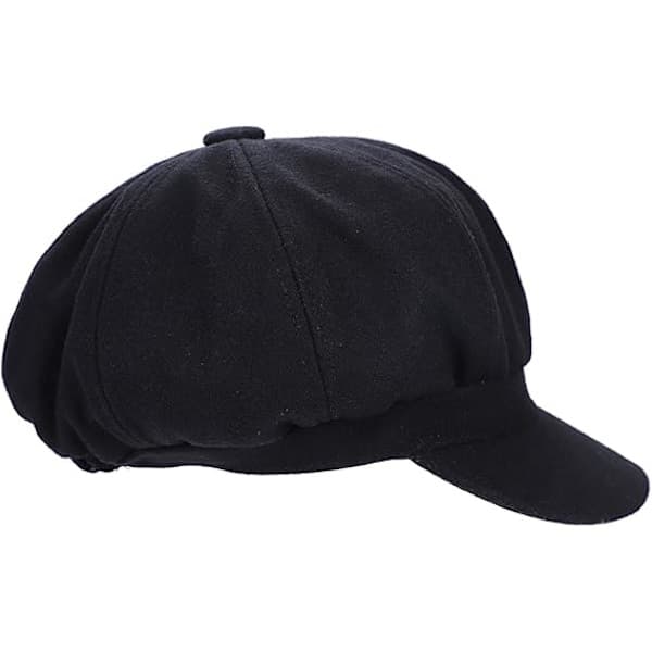 Sort uld-newsboy-hat til kvinder og piger med skygge