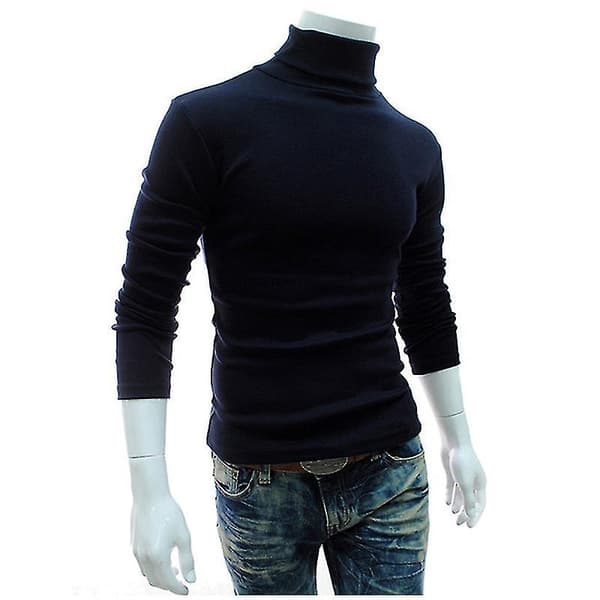 Hmwy-herre Højhalset Glat Strikket Casual Pullover