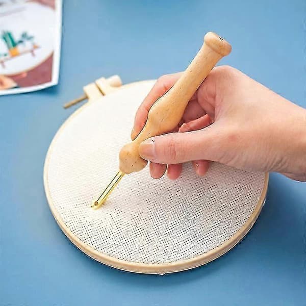 BAZHOU säädettävä kirjontaneulasarja puukahvalla DIY-ompeluun