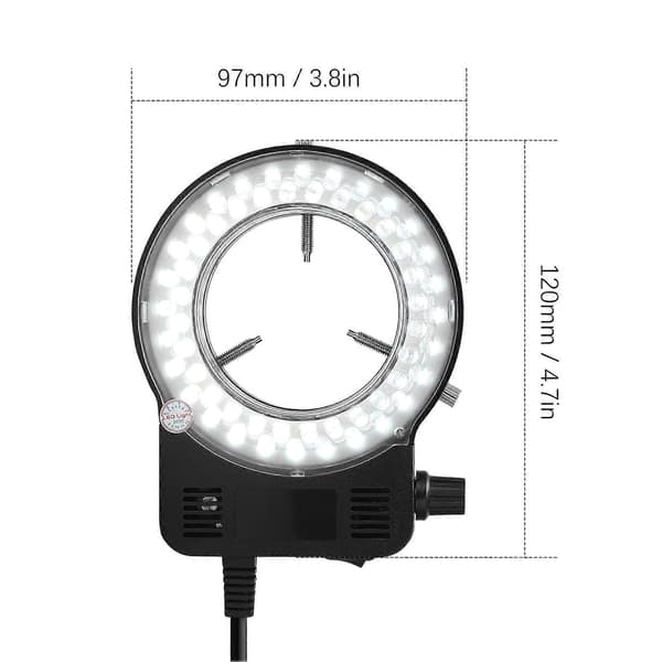 LED Ring Light for Microscope, Adjustable Brightness Microscope Lamp 12 12