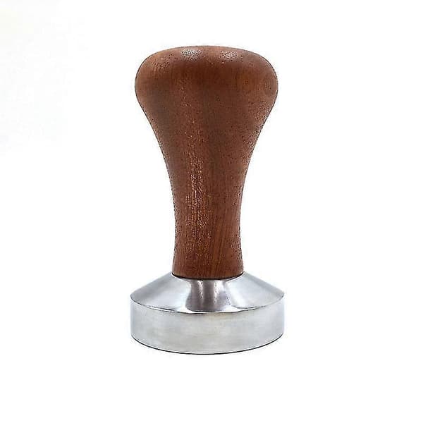 Kaffetamper 51mm, flad base, træhåndtag, barista-tamper til espressomaskiner