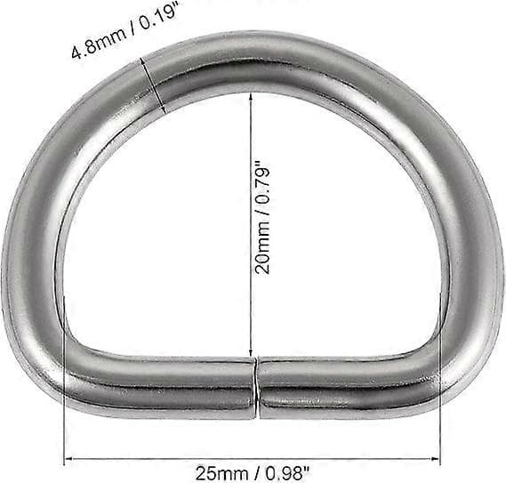 Metal D-ring, D-ringe Spænde til Hardware Tasker Bælter Håndværk DIY Tilbehør, 2 stk