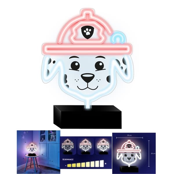 Paw Patrol Neon LED Marshall – 25×25 cm med Stativ & USB-strøm multifärg multicolor