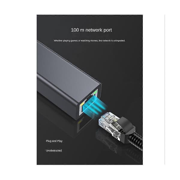 Tv Etet Adapter Tv 4k Stick Usb-c Til Rj45 Lan Adapter Med Usb 2.0 Kabel Til Strøm