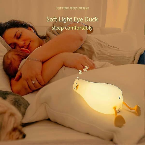 Flat Duck Night Light, LED Soft Duck Lamp, Luminous Duck, Dimmable Silicone Night Light for Children's Room, Rechargeable Touch Bedside Lamp for Breastfeeding