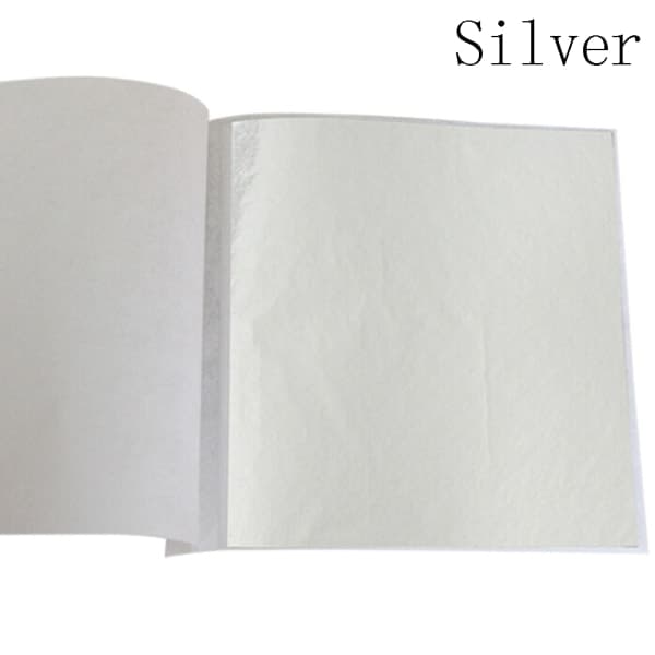 100 ark guldfolie Bladguldning Hantverk Hantverkspapper Silver Silver Silver