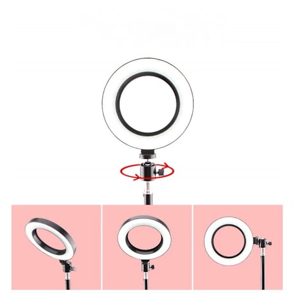 26 cm LED Ring Light for Makeup, Video, Studio - Dimmable with 3 Light Modes, Easy to Carry and Install (FMY)