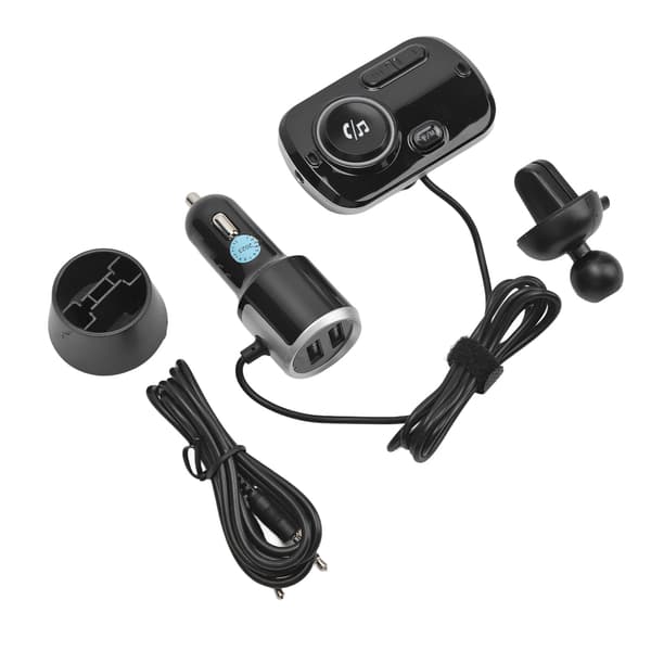 Bluetooth Transmitter 2 USB Ports Black Fast Charging Smart Detection Noise Reduction Hands-Free Function Universal Car 0.2 0.2