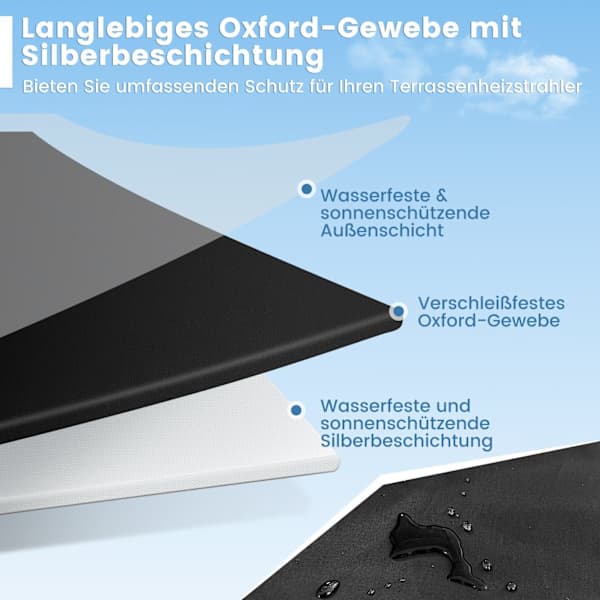 Terassilämmittimen suojus, säänkestävä Oxford-kangas, musta