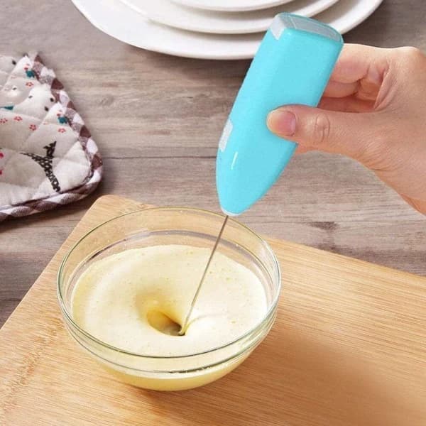 Milk Frother Whisk Electric Handheld Foaming Coffee Mixer Mini Kitchen Egg Beater Blue
