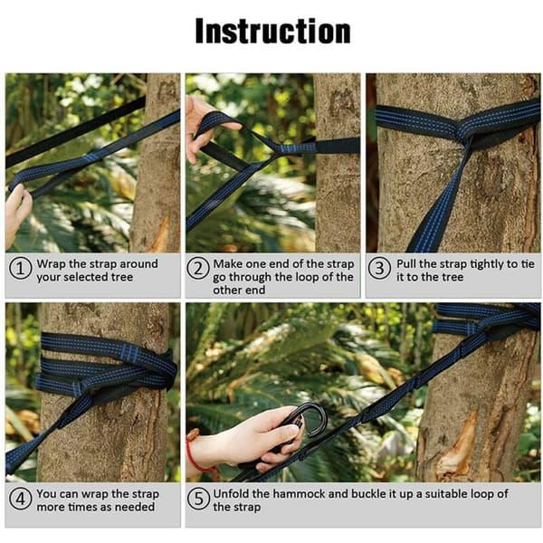 Camping Hammock Portable Double and Single Hammocks with 2 Tree Straps, Parachute Hammocks for Hiking, Travel, Black