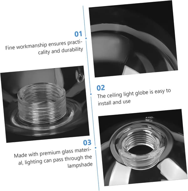 3 stk. lampeskjermer i glass G9 skruemontering lysekronebeskyttelse