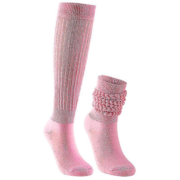 2 par bomullsstrømper for damer, løse strømper, knestrømper (rosa)
