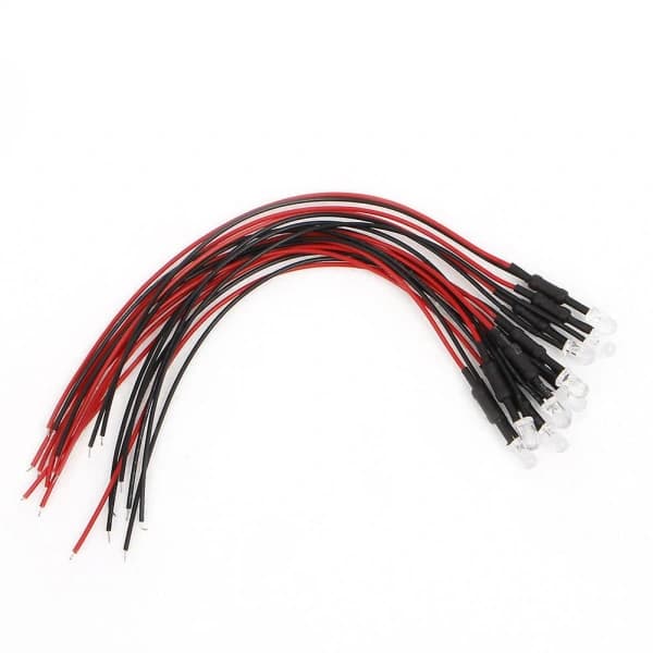 10 stk DC 24V 18cm 5mm Forhåndskablede LED-lamper Pære Emitterende Dioder Rød