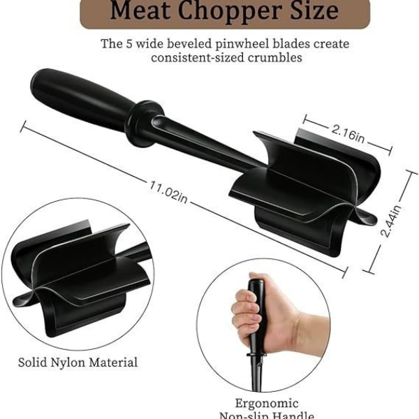 2-delt kjøttkvern, hamburger kjøttskjærer, profesjonell varmebestandig nylon, kjøttmos og kjøttkvern, - kjøkkenverktøy non-stick blenderhakker Meat masher red