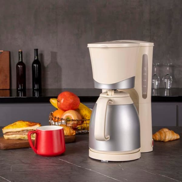 SENYA Insulated Coffee Pot Single Coffee 1L, Permanent Filter and Drip-Free System, Automatic Shut-off Grädde