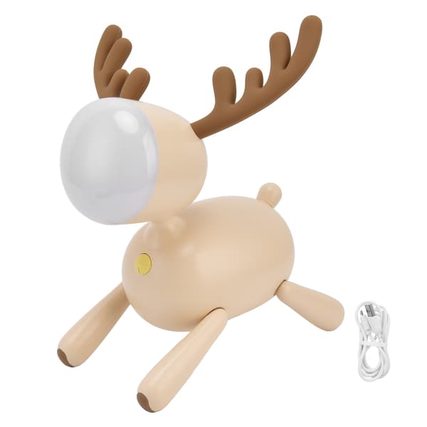 LED Night Light Moose for Children, USB Rechargeable, Warm White, for Reading and Learning