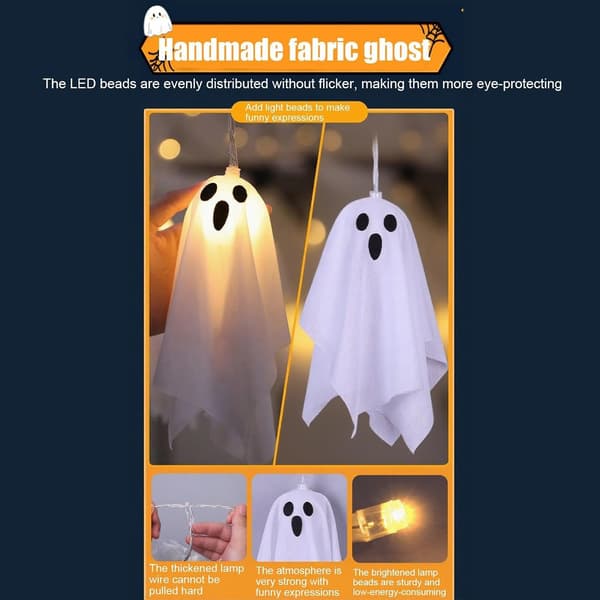 Halloween-lysslynger 8 moduser opplyste skumle spøkelseslysslynger